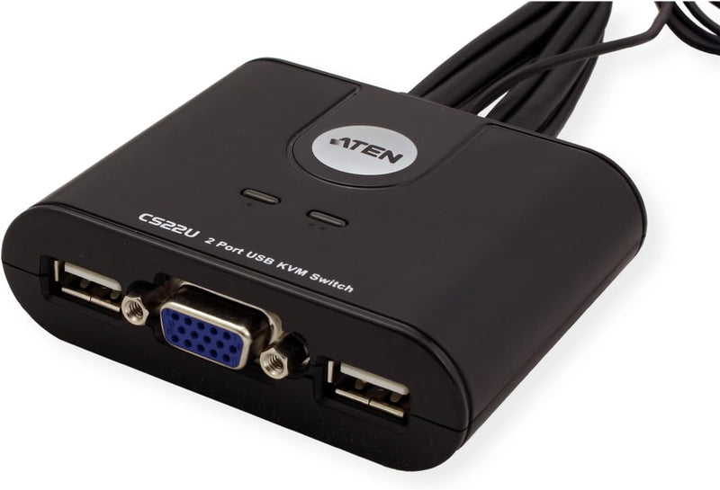 ATEN CS22U 2-Port USB VGA Cable KVM Switch with Remote Port Selector 