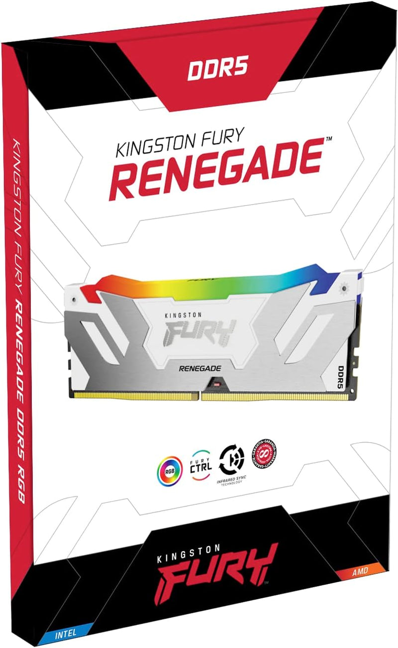 Kingston 64GB Kit (2x32GB) KF560C32RWAK2-64 Fury Renegade RGB 白色 DDR5-6000MHz Memory
