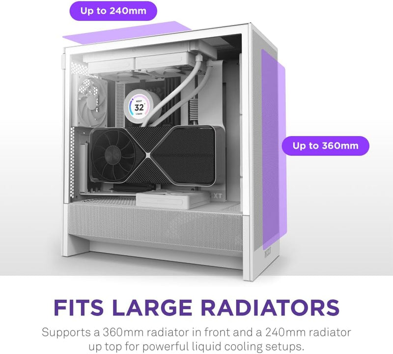 NZXT H5 FLOW (2024) White 白色 Tempered Glass ATX Airflow Case CC-H52FW-01