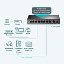 TP-Link TL-SF1009P 9 Port 10/100 Mbps Desktop Switch With 8 Port PoE+ (65W)