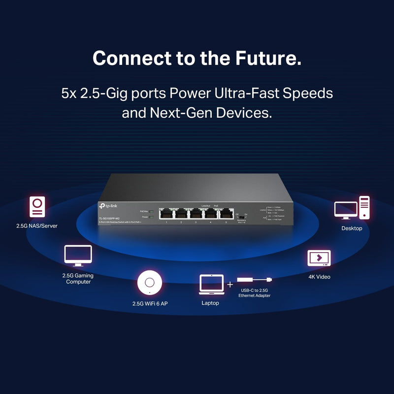 TP-Link TL-SG105PP-M2 5-Port 2.5G Desktop Switch with 4-Port PoE++ (12