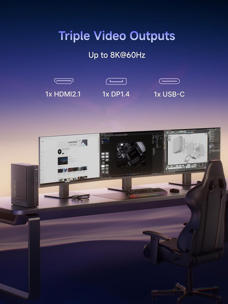 [最新產品] Minisforum BS-M790S7 790S7 Mini Tower Gaming Barebone (AMD Ryzen 9 7940HX / 2xDDR5 SODIMM Slots / 2xPCIe4.0 SSD Slots / 2.5G Lan)