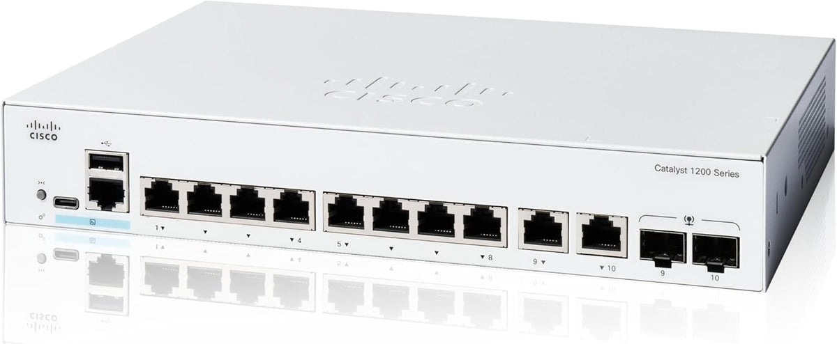Cisco Catalyst 1200 8-Port Gigabit Ethernet + 2-Port Combo Smart Manag