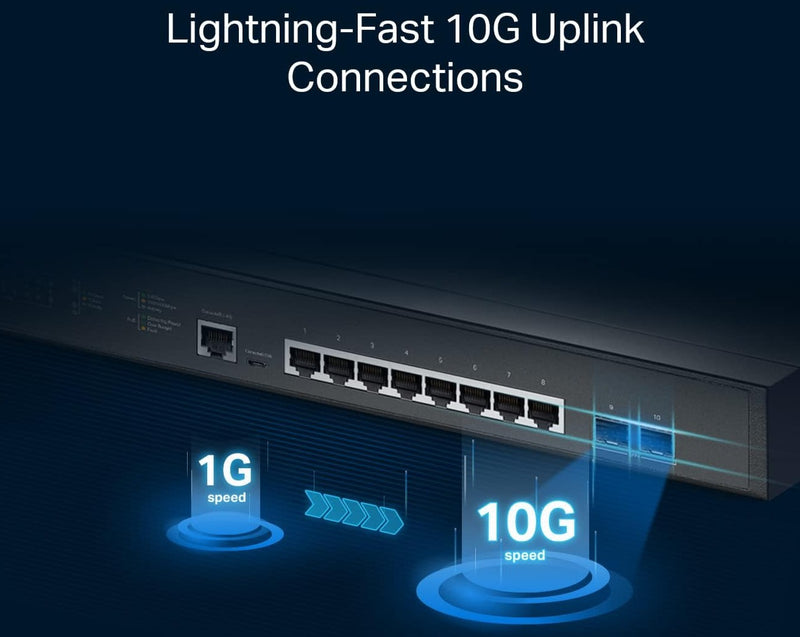 TP-Link Omada TL-SG3210XHP-M2 JetStream 8 Port 2.5G Base-T and 2 Port 10GE SFP L2+ Managed Switch With 8 Port PoE+ (240W)