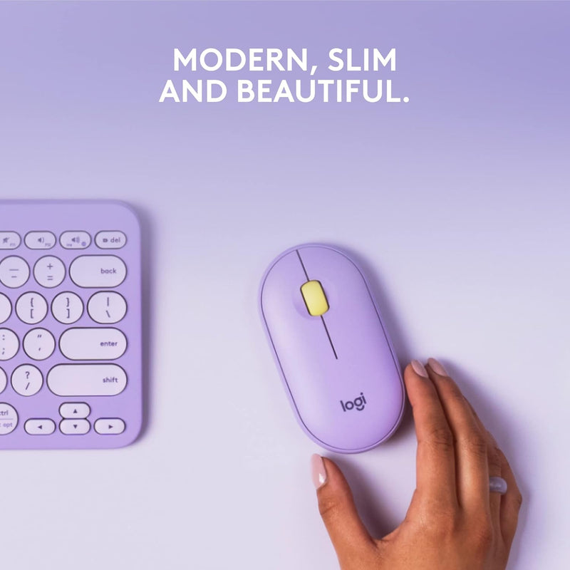 Logitech PEBBLE M350 Wireless Mouse Slim Silent Wireless Bluetooth Mouse - Lavender Lemonade Star Twilight Purple 910-006666 Original Licensed 