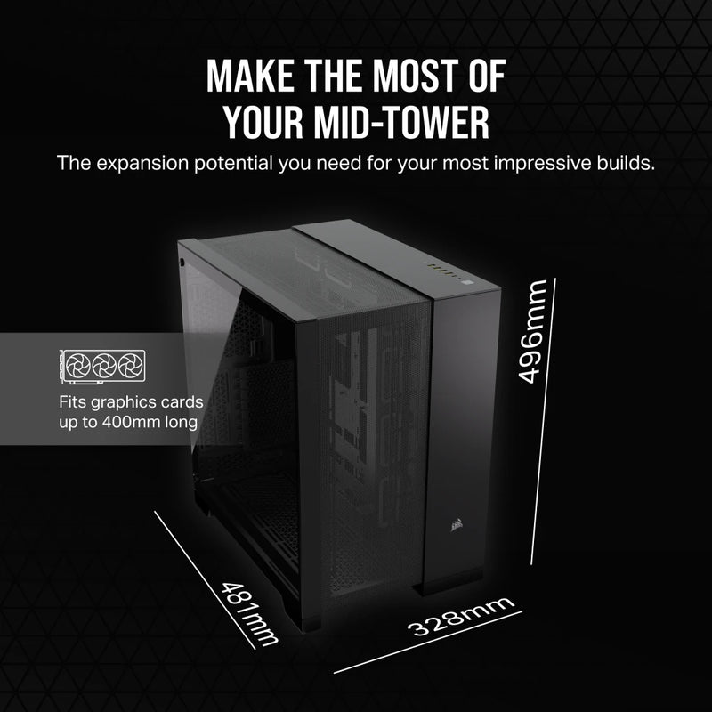 CORSAIR 6500D AIRFLOW Black Black ATX Case CC-9011259-WW supports back-plugged motherboards