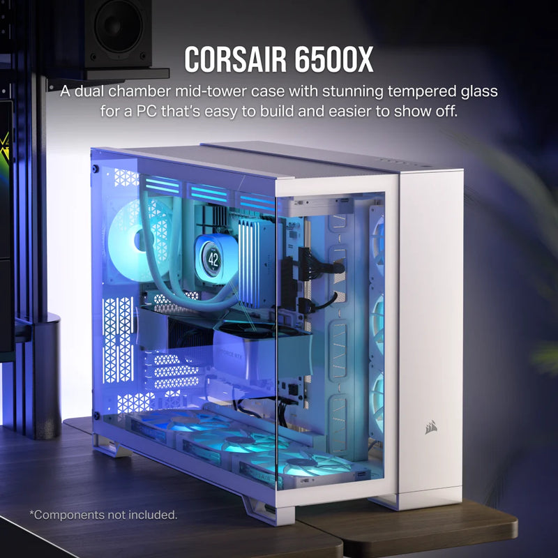 CORSAIR 6500X White White column-free panoramic Mid-Tower Case CC-9011258-WW supports back-plugged motherboards