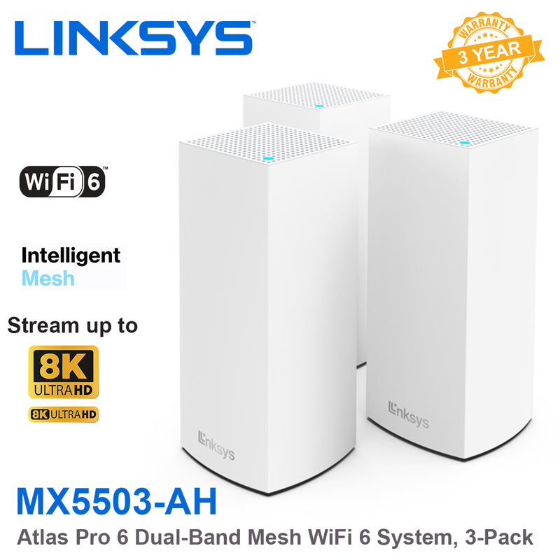 Linksys Atlas Pro 6 MX5503-AH Dual-Band AX5400 Mesh WiFi 6 System (3件裝) (3 years)