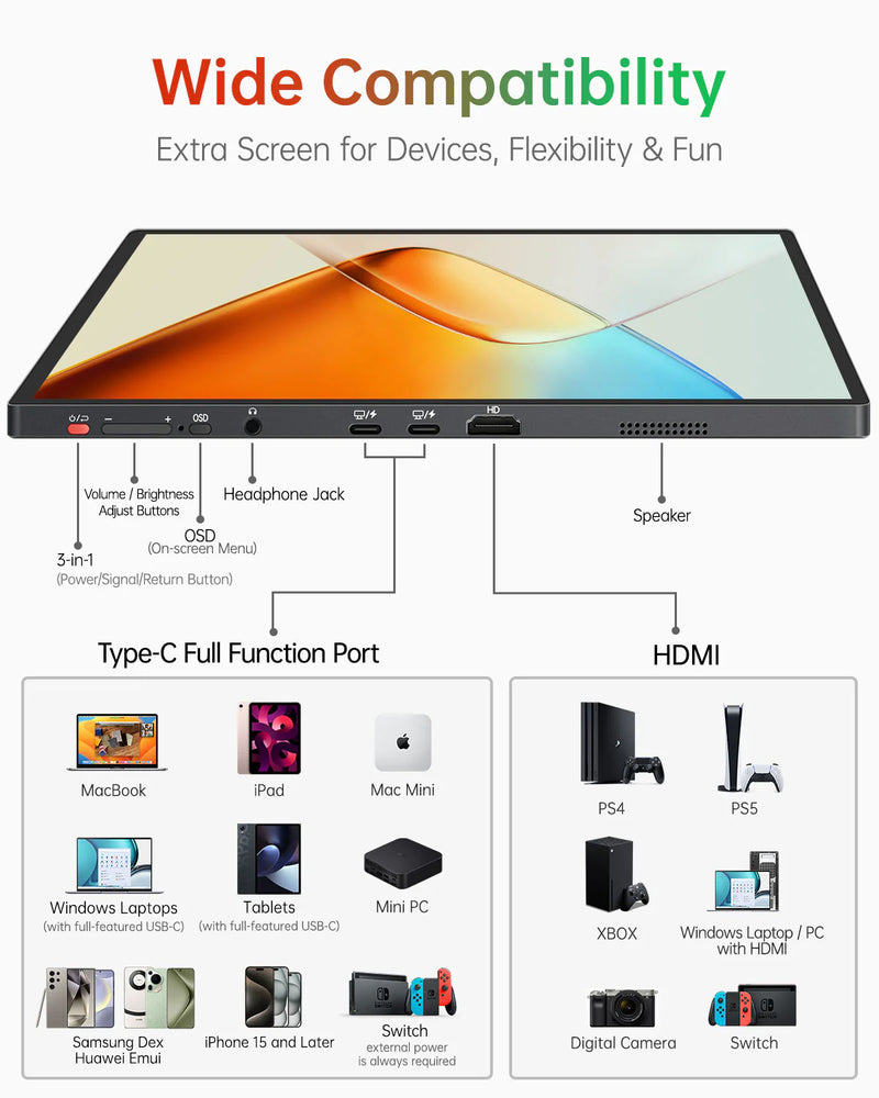 Intehill Portable Monitor U16ZT 16" 3072x1920 16:10 IPS Touch Screen