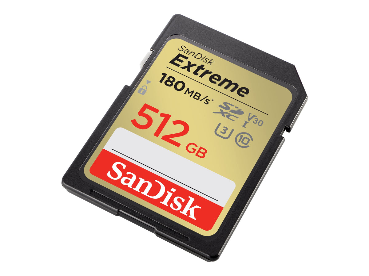 SanDisk 512GB Extreme SDXC (V30, UHS-I/U3, CL10, 180R/130W SanDisk 512GB Extreme SDXC (V30, UHS-I/U3, CL10, 180R/130W