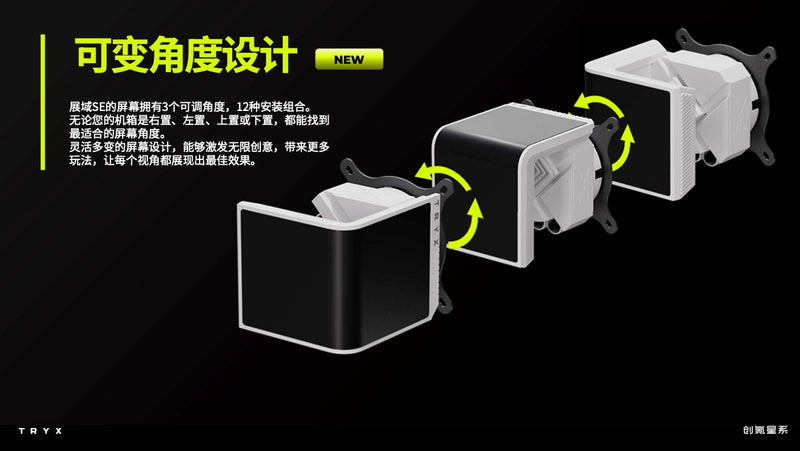 TRYX PANORAMA SE 360 ARGB White 白色 360mm L-shaped AMOLED Screen Liquid CPU Cooler TH-TPAS36W