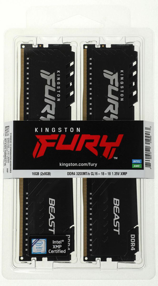 Kingston 16GB Kit (2x8GB) KF436C17BBK2/16 Fury Beast DDR4-3600MHz Memory