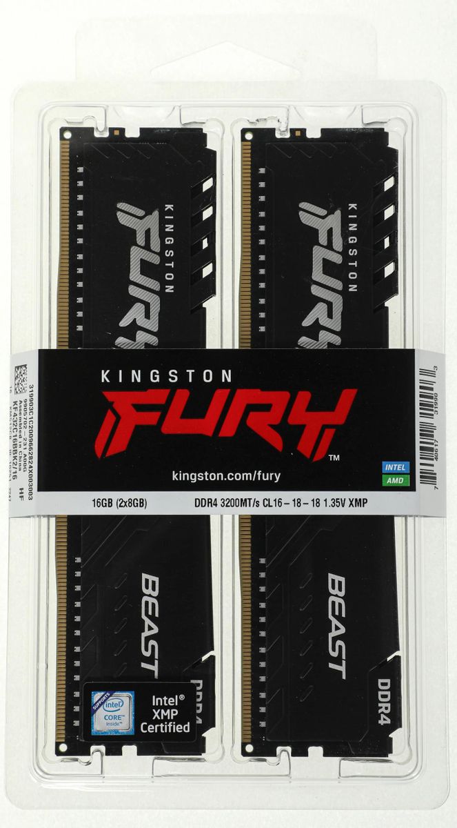 Kingston 64GB Kit (2x32GB) KF436C18BBK2/64 Fury Beast DDR4-3600MHz Memory