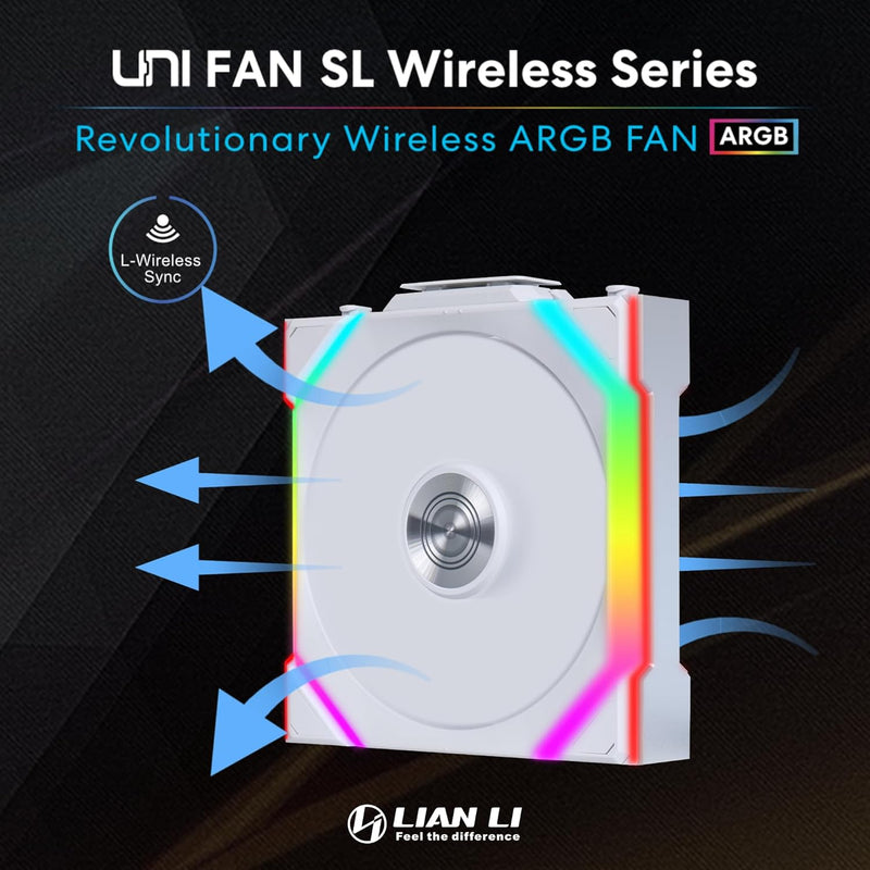 LIAN LI UNI FAN SL Wireless Reverse Blade 反葉 120mm (3 in 1) Case Fan - WHITE (12RSL1W3W)