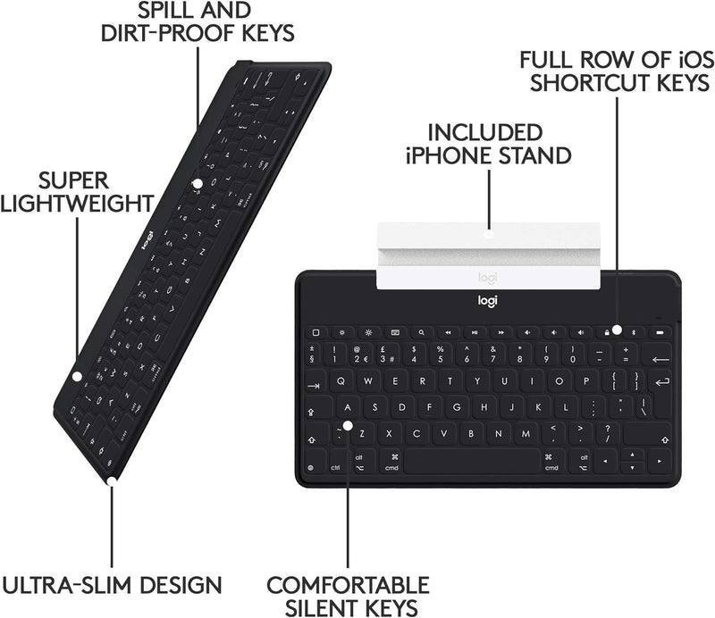 Logitech Keys-to-Go iPad便攜無線鍵盤(配備iPad/iPhone企架) - Graphite Black 石墨黑色 920-008536 原裝行貨