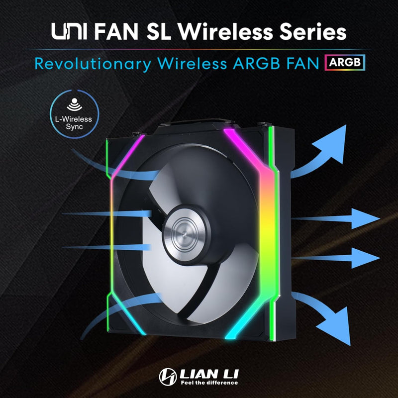 LIAN LI UNI FAN SL Wireless 120mm (3 in 1) Case Fan - BLACK (12SL1W3B)