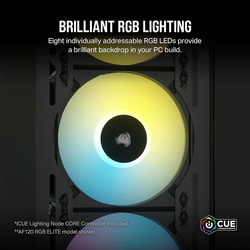 Corsair iCUE AF120 RGB SLIM 120mm PWM Fluid Dynamic Bearing Dual Fan Kit - Black 黑色 (Twin Pack 兩件裝) CO-9050163-WW