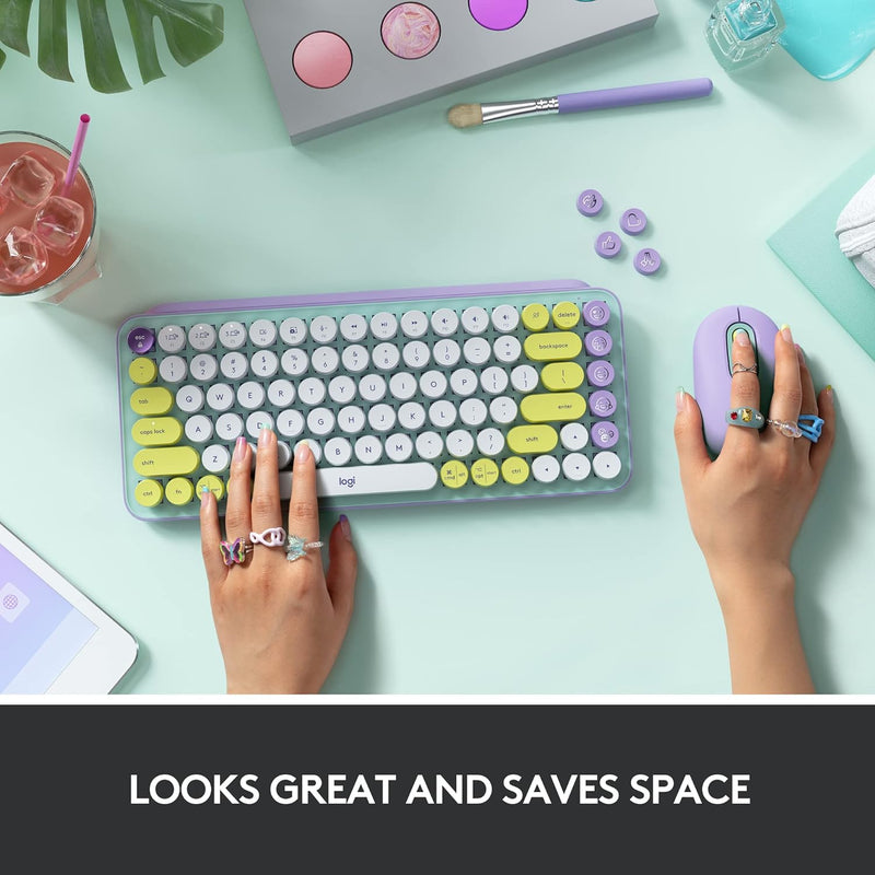 Logitech POP KEYS 無線藍牙機械鍵盤 - Daydream Mint 夢幻紫 920-010578 原裝行貨