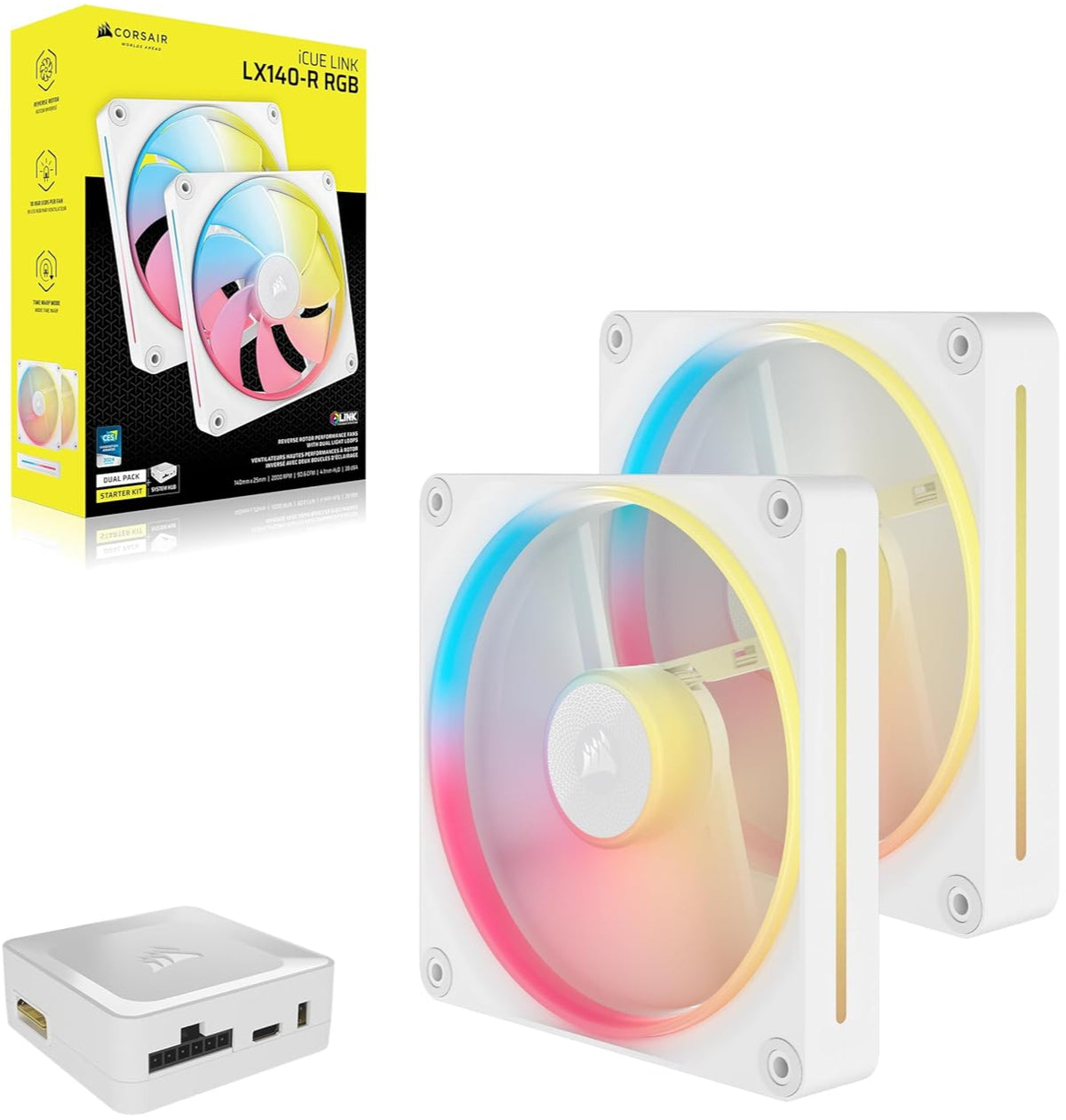 CORSAIR iCUE LINK LX140-R RGB Starter Kit White 140mm PWM Reverse