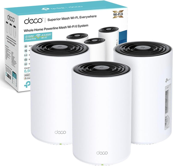 TP-Link Deco PX50P3 AX3000 WiFi 6 Plus + G1500 G.hn Hybrid Mesh Router (3件裝)