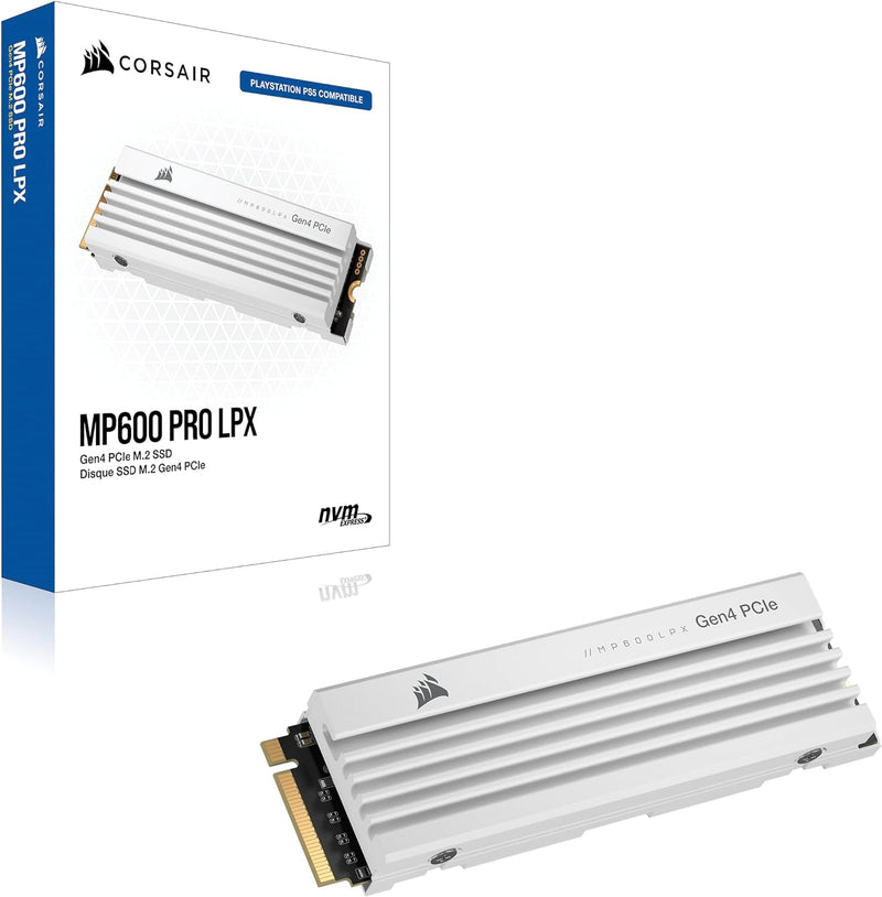 CORSAIR 4TB MP600 PRO LPX White 白色 w/Heatsink CSSD-F4000GBMP600PLPW M.2 2280 PCIe Gen4 x4 SSD