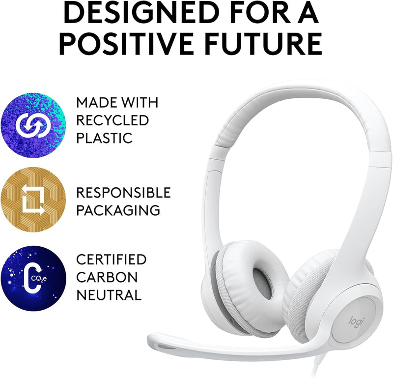 Logitech H390 Wired USB 配備隔噪麥克風以及線控耳機麥克風 - Pearl White 珍珠白色 981-001287 原裝行貨