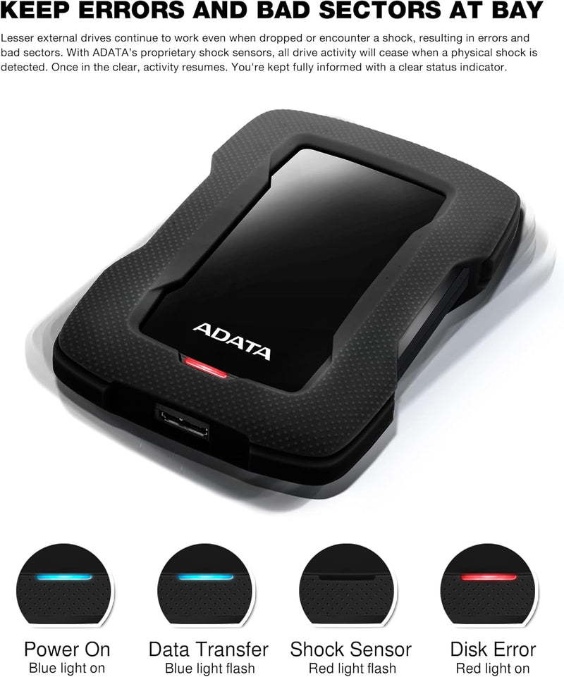ADATA HD330 2TB Durable 2.5" (黑色) 外置式USB 3.2 Gen1 硬碟-香港行貨