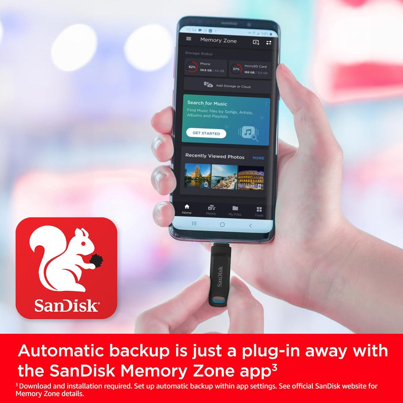 SanDisk Phone Drive 64GB Black (Type-C+A) Dual Flash Drive USB 3.2 GEN1 100MB/s SDDDC6-064G-G46 772-4671 