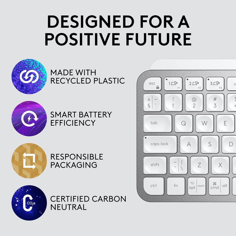 Logitech MX KEYS Mini Smart Wireless Keyboard (English Version) - Light Gray 920-010506 Original licensed product 