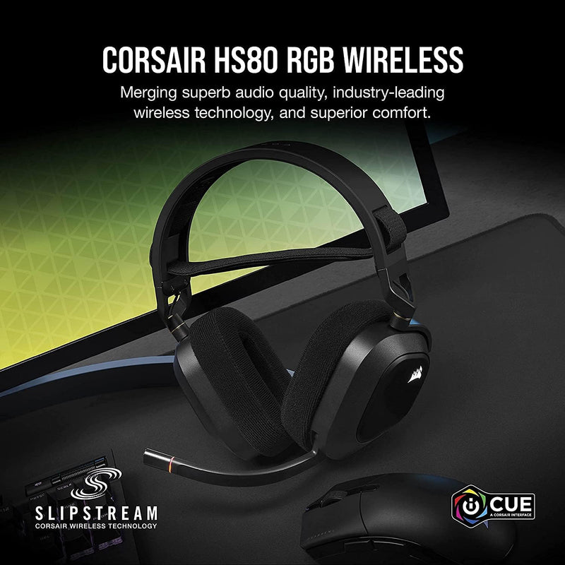 Corsair HS80 RGB WIRELESS Premium Gaming Headset with Spatial Sound Technology - Carbon BlacK CA-9011235-AP