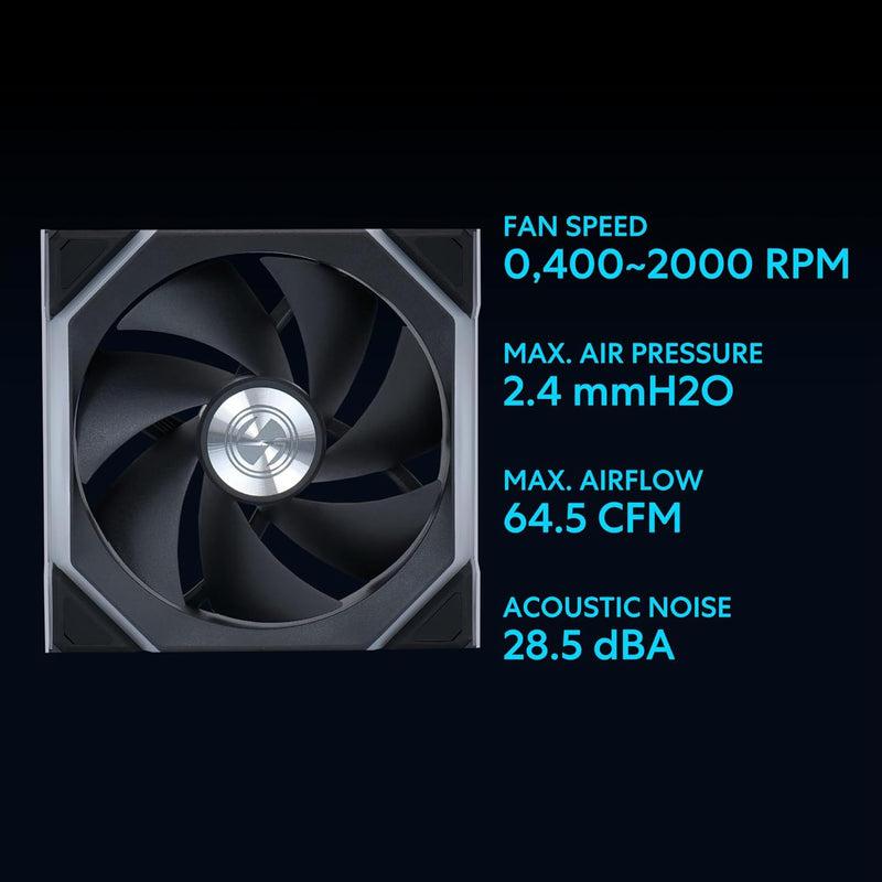 LIAN LI UNI FAN SL Wireless 120mm (3 in 1) Case Fan - BLACK (12SL1W3B)