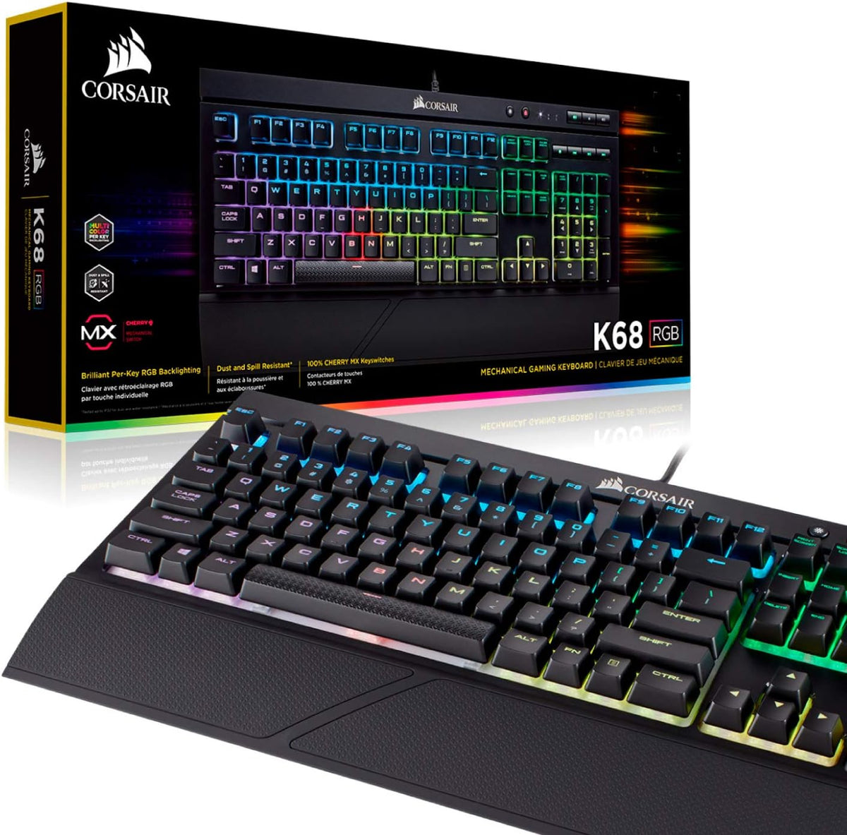 CORSAIR K68 RGB Mechanical Gaming Keyboard - CHERRY MX Red Switch CH-9