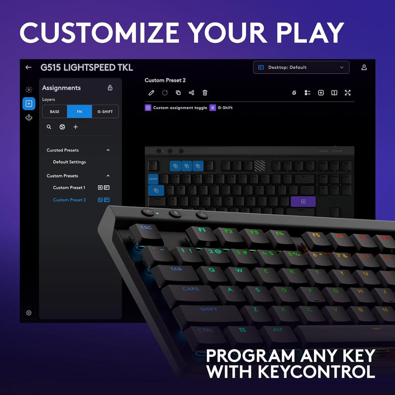 Logitech G515 Lightspeed TKL RGB 無線機械鍵盤 - Black 黑色 920-012580 原裝行貨