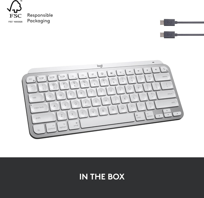 Logitech MX KEYS Mini For Mac Wireless Keyboard 智能無線鍵盤 (English Version) - Pearl White 珍珠白色 920-010528 原裝行貨