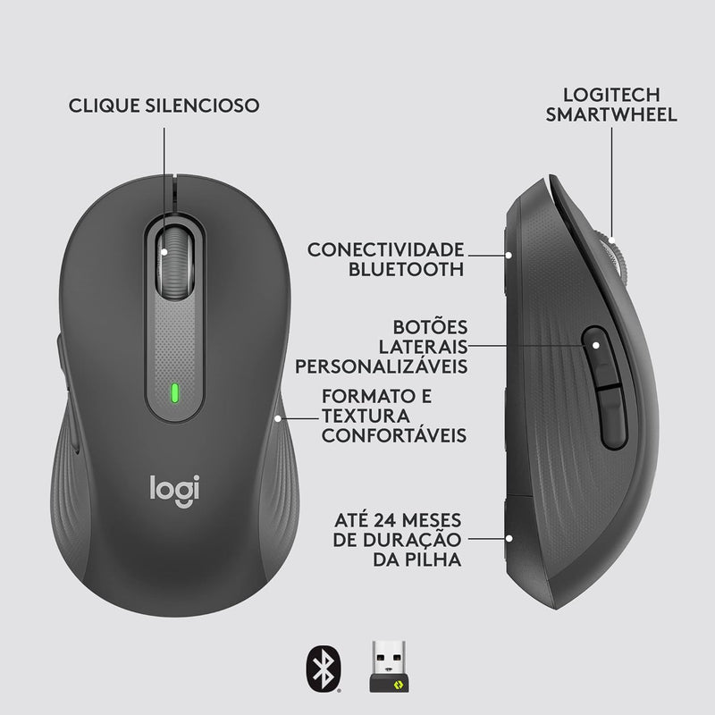 Logitech Signature M650 Silent Wireless Mouse 靜音無線滑鼠 - Graphite 石墨灰色 (910-006259)