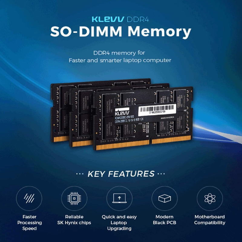 KLEVV DDR4 SODIMM 16GB DDR4 3200MHz CL22 1.2V SODIMM Notebook Memory SK Hynix Chip SO16-KD4AGSA80-32N220A