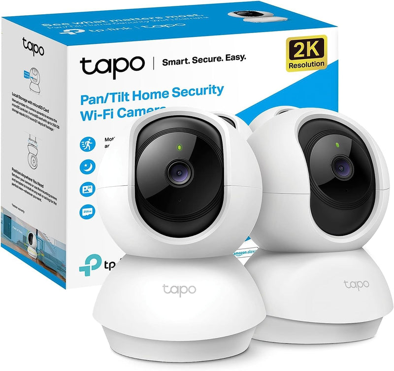 TP-Link Tapo C210P2 3MP Ultra HD Pan/Tilt Home Security WiFi Surveillance IP Camera CCTV (2-Pack)