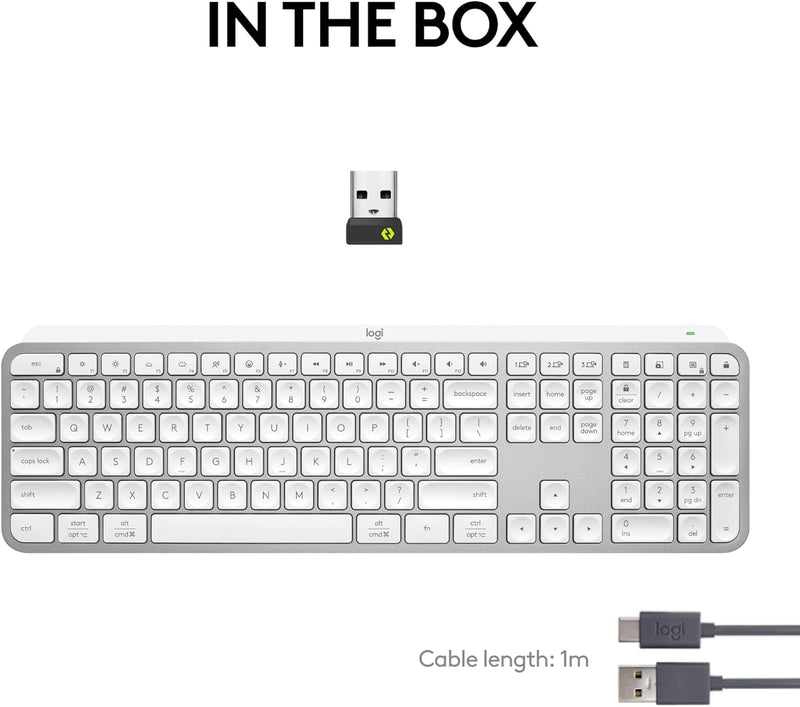 Logitech MX KEYS S Wireless Keyboard 先進無線炫光鍵盤 - Pearl White 珍珠白色 920-011563 原裝行貨