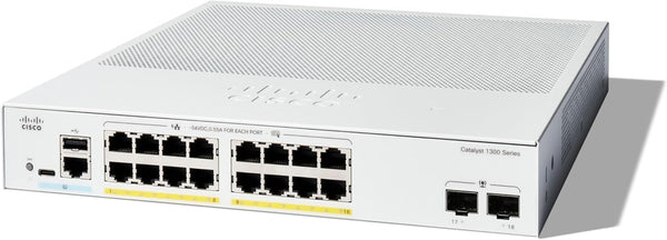 Cisco Catalyst 1300 16-Port Gigabit Ethernet + 2xSFP (240W PoE+) Advanced Security Managed Switch (C1300-16FP-2G-UK/NE-1316A2G)