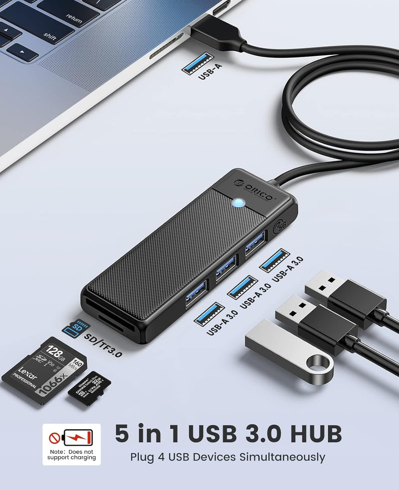 ORICO USB3.0 5-in-1 HUB with Card Reader PAPW3AT-U3