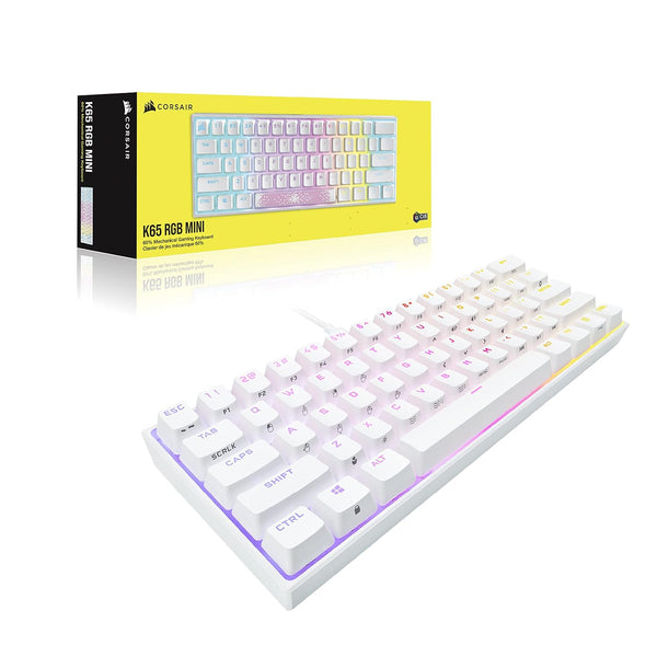 Corsair K65 RGB MINI 60% Mechanical Gaming Keyboard - CHERRY MX SPEED - White CH-9194114-NA 