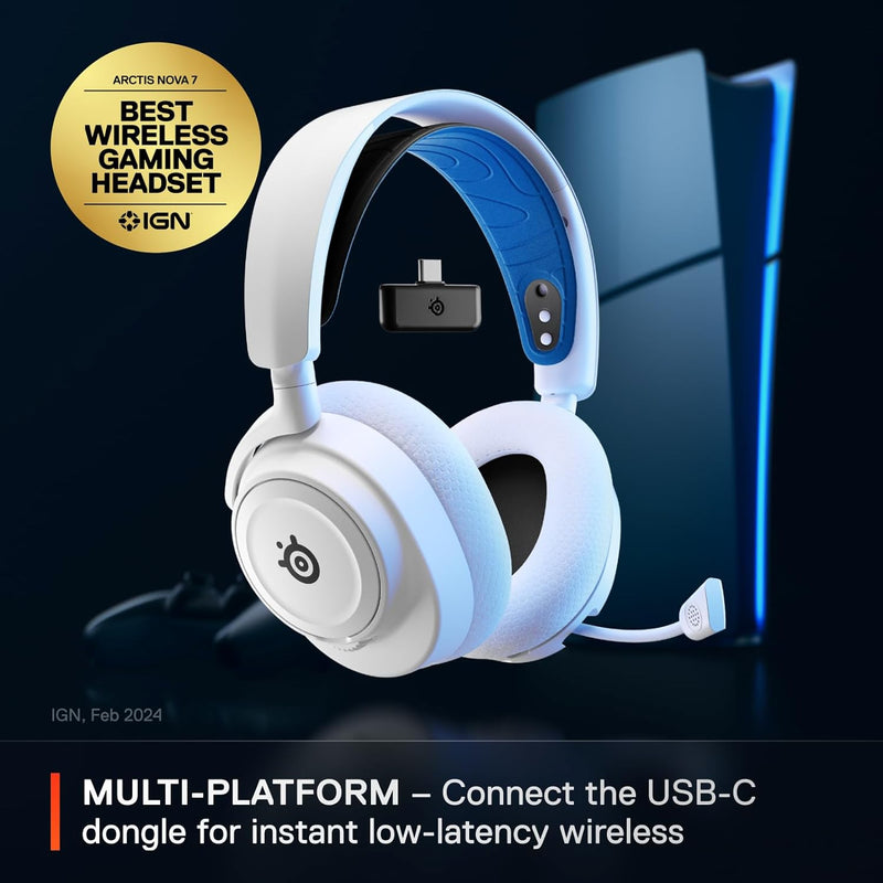 SteelSeries Arctis Nova 7P White (White) Wireless Wireless Noise Canceling Gaming Headset (61561)