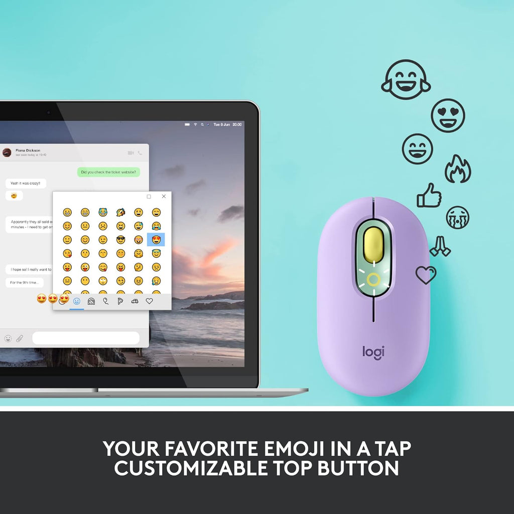 Mouse With Function Logitech POP Wireless Mouse with Emoji Button Function - Daydream Mint