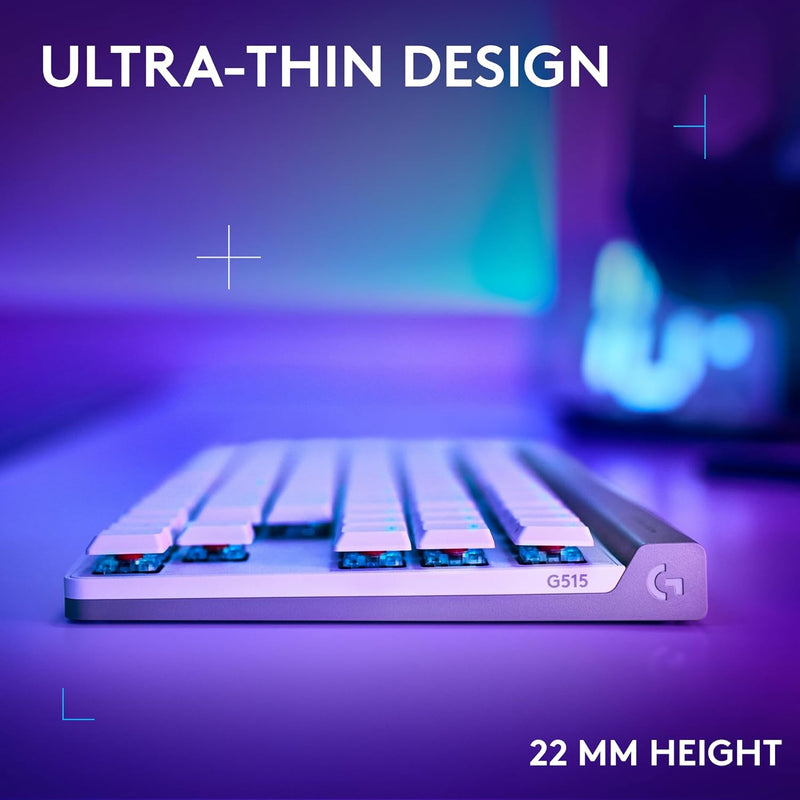 Logitech G515 Lightspeed TKL RGB 無線機械鍵盤 - White 白色 920-012581 原裝行貨