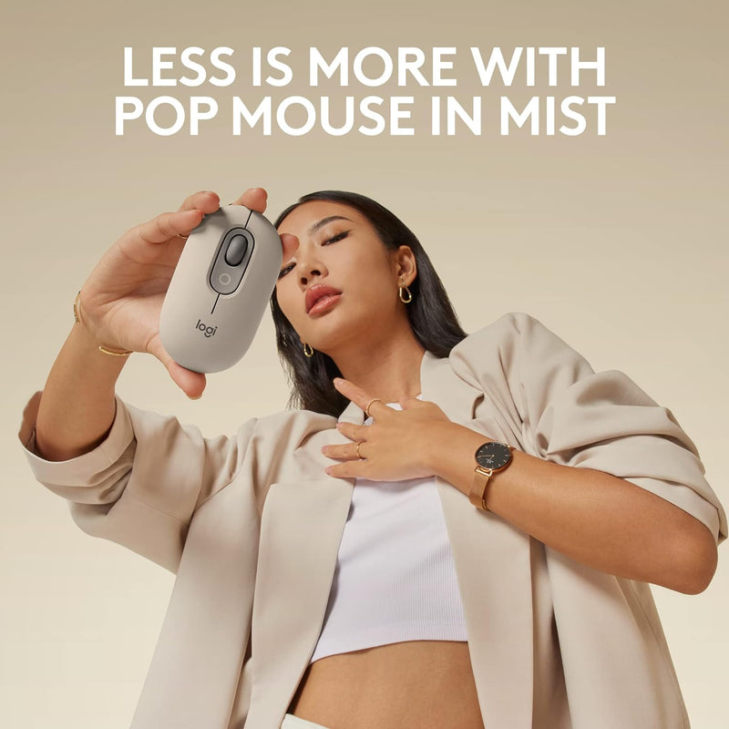 Logitech POP Wireless Mouse with Emoji Button Function - Mist Grey 霧沙灰 910-006622 原裝行貨