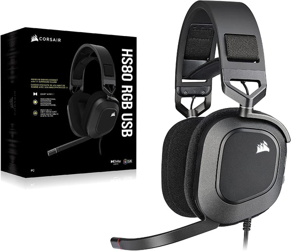 CORSAIR HS80 RGB USB Wired Gaming Headset — Carbon Black CA-9011237-AP
