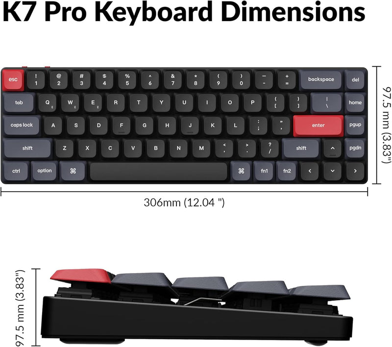 Keychron K7 Pro QMK/VIA Wireless Custom Mechanical Keyboard -Black (Br
