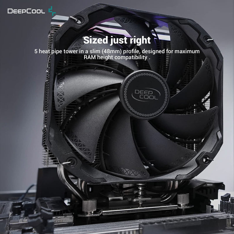 DeepCool AS500 ARGB CPU Air Cooler with 5 Heatpipe Design, TF140S 140MM PWM Fan Black 黑色 (AIRDC-AS500)