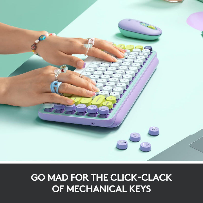 Logitech POP KEYS 無線藍牙機械鍵盤 - Daydream Mint 夢幻紫 920-010578 原裝行貨