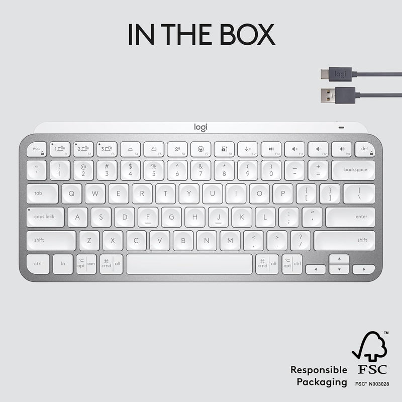 Logitech MX KEYS Mini Smart Wireless Keyboard (English Version) - Light Gray 920-010506 Original licensed product 
